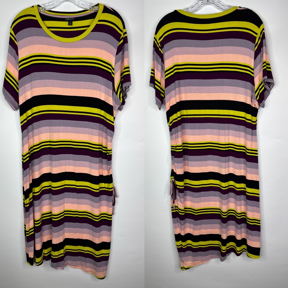 Torrid Mini Jersey Multi Striped Tee Dress Size 2 NWOT